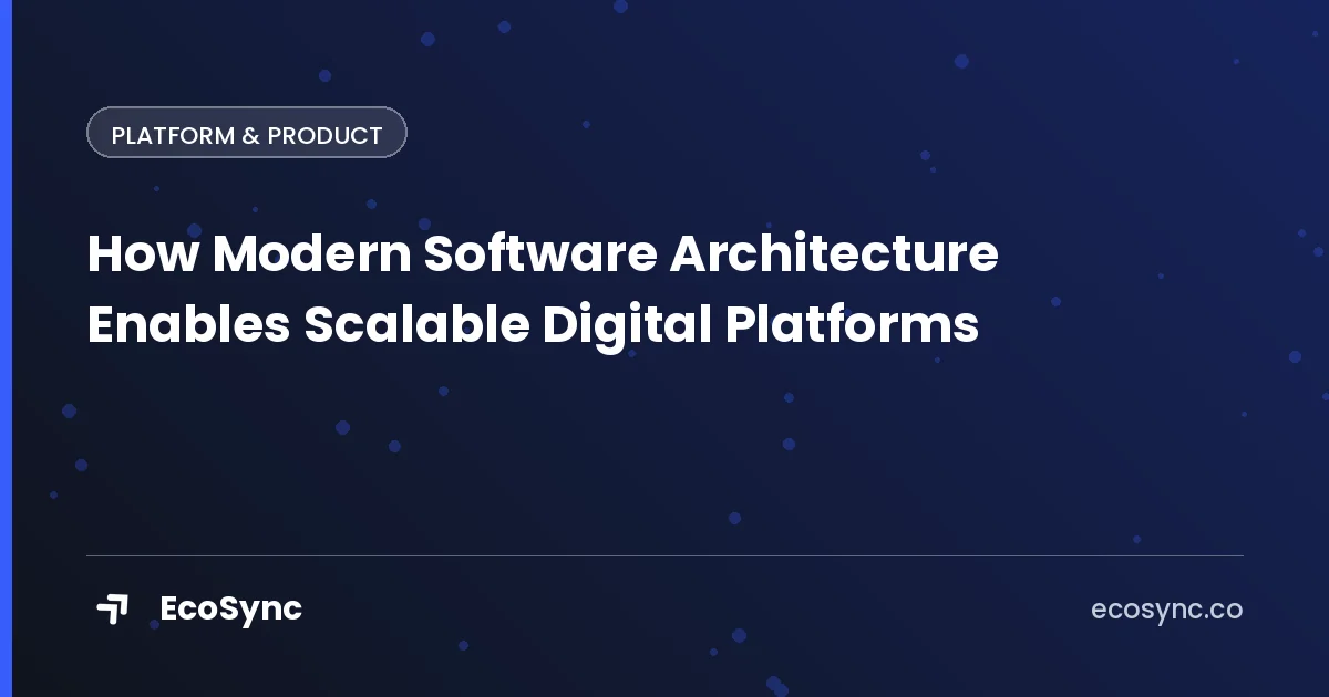 EcoSync article card: Building a Product - how modern software architecture enables scalable digital platforms